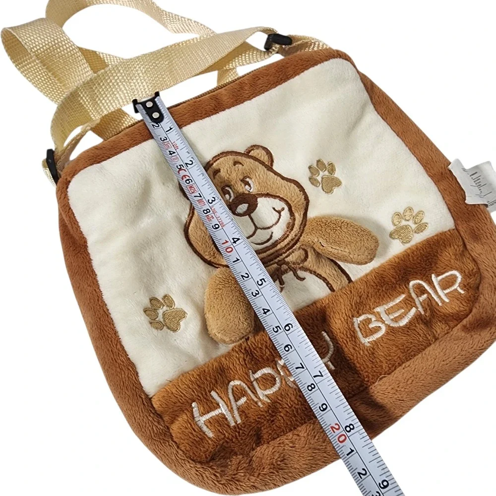 Kellytoy Happy Bear Plush Crossbody‎ Bag Kids Childrens Cute Small Purse Brown